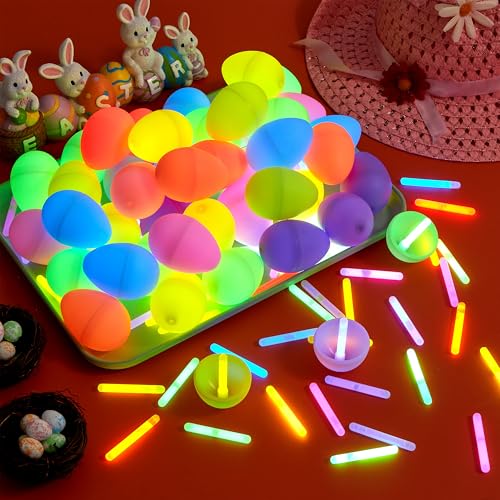 Easter Egg & Glow Stick Set - 200pcs Eggs + 300pcs Glow Sticks, Party Favors & Hunt Supplies - Variation of THIS listing