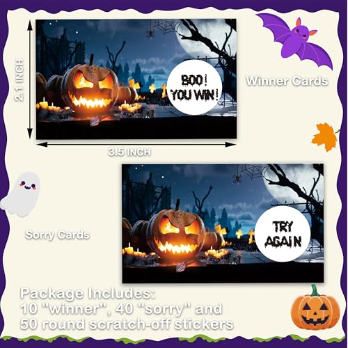 Halloween Pumpkin Scratch Off Cards Pack - Spooky Party Game for Kids & Adults