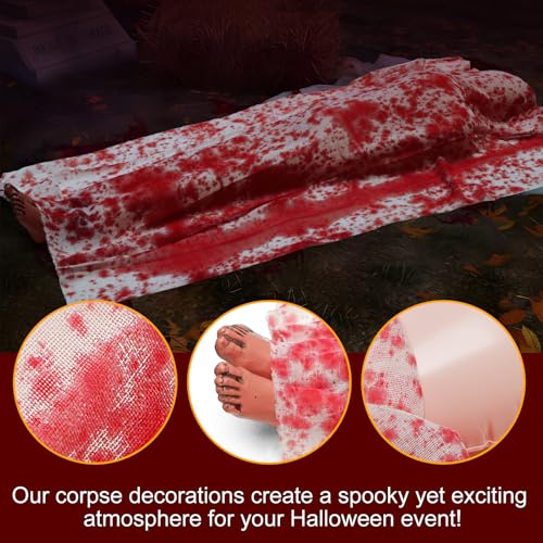5FT Bloody Corpse Halloween Prop - Lifesize Indoor & Outdoor Haunted House Decoration
