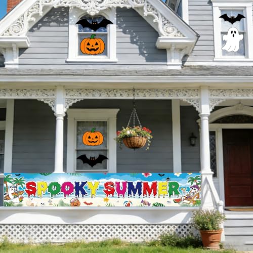 Summer Halloween Banner - Tropical Pool Party Decorations for Outdoor Celebrations