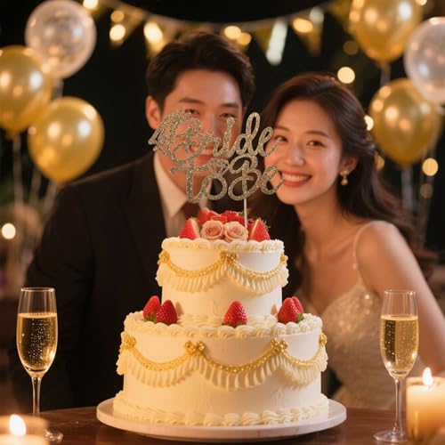 Orange Glitter Bride To Be Cake Topper - Bridal Shower & Bachelorette Decor
