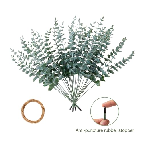 Artificial Eucalyptus Stems 40pcs Grey Green Real Touch Faux Plants for Home Office Wedding Decor