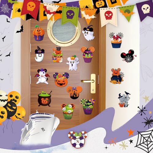 Halloween Cruise Door Decorations - 16 Pcs Mouse Pumpkin Magnets - Halloween Pumpkin Variation