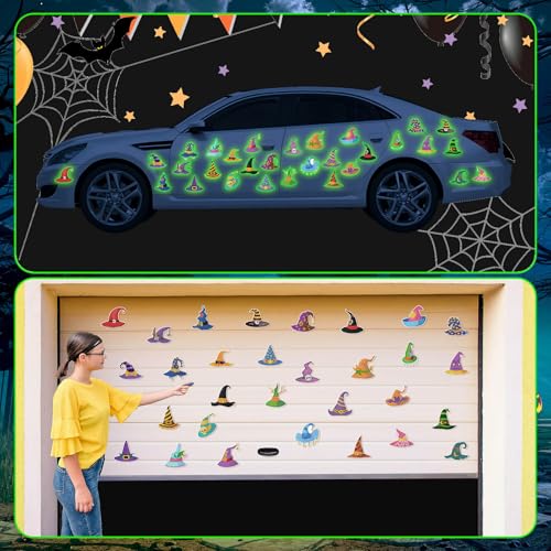 Halloween Diamond Art Magnet Set - Witch Hat Glow in Dark Magnets, 30 Pieces, Versatile Sizes