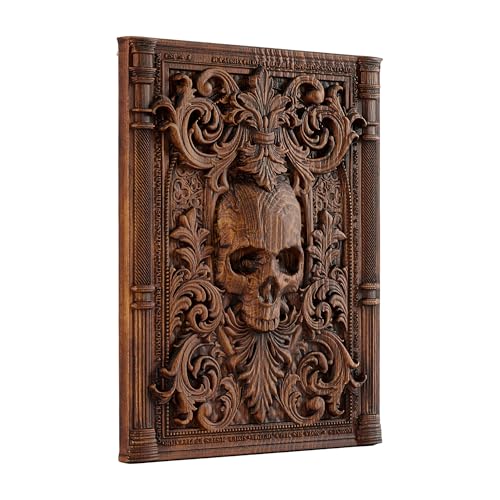 Handmade Wooden Skull Wall Decor for Halloween Christmas 11.8"L x 9.4"W - Gothic Home Accent