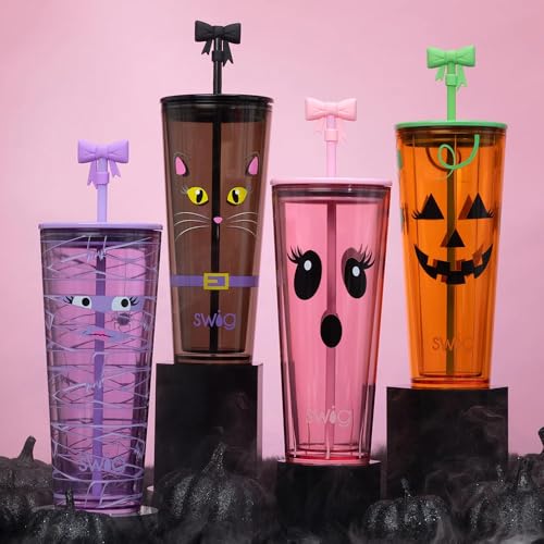 24oz Plastic Tumbler with Lid & Straw - Boo Crew Ghost Variation
