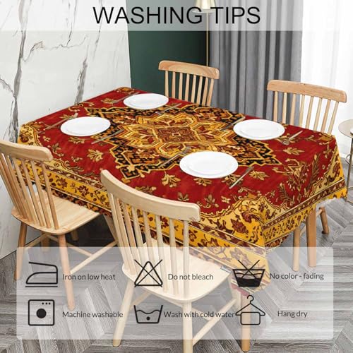 Rectangular Rug Tablecloth 52x70 Inch Bohemian Geometric Dining Cover - Red