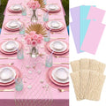 Fish Net Table Runner & Plastic Tablecloth Set - Mermaid Color, 12 Pieces