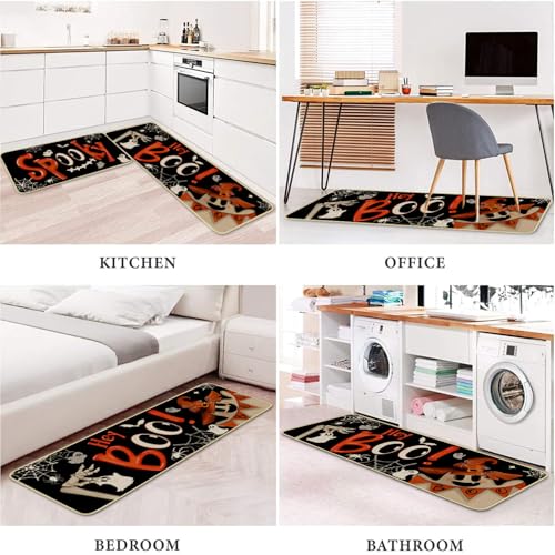 Halloween Spooky Kitchen Rugs Set of 2 - Ghost Floor Mats for Home & Decor