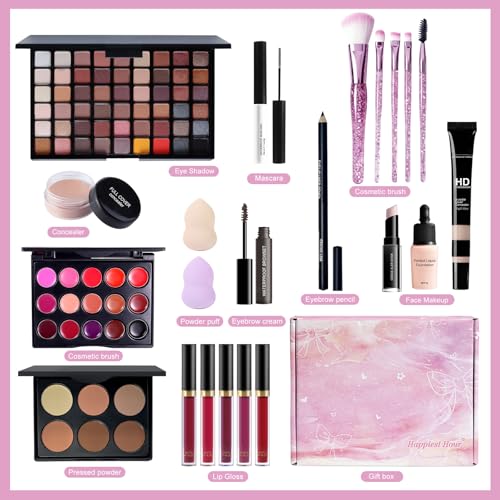 All-in-One Makeup Kit for Women Teens & Beginners - Full Face Set with Brushes & Accessories