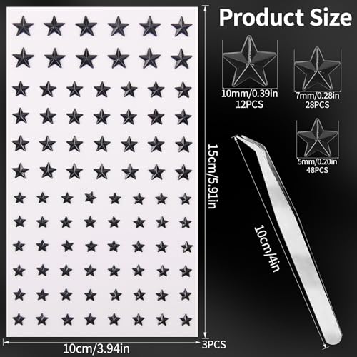 Self-Adhesive Face Gems Star Rhinestones for Makeup & Festival - Black 04