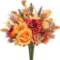 Fall Flowers Artificial Bouquet Set - 2PCS Autumn Silk Floral Arrangements for Home & Wedding Decor