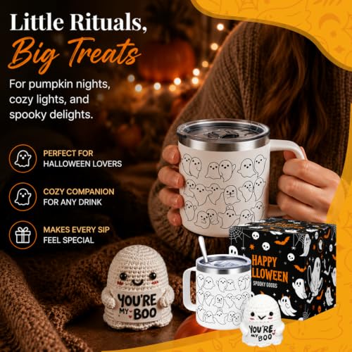 Halloween Ghost Mug - 15oz Stainless Steel Insulated Coffee Cup - Style 2