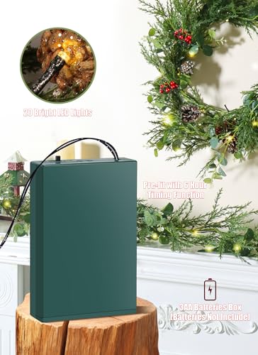Prelit Christmas Garland with Lights - 6 Feet Norfolk Pine & Eucalyptus - Battery Operated, Variation: Pinus Banksiana / 1 Pack