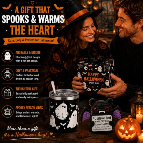 Halloween Ghost Mug - 15oz Stainless Steel Insulated Coffee Cup - Style 3