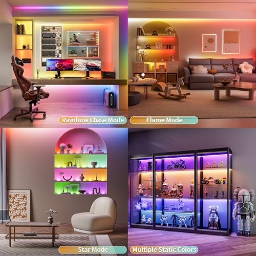 24ft RGB Smart IC COB LED Strip Light - Addressable Multicolor Tape - Chasing Color, Flexible, 720 LEDs/m, Without Controller & Adapter