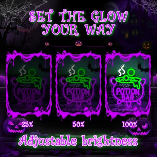 Potion Bar Halloween Neon Sign Witch Neon LED Wall Decor Dimmable USB Powered