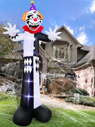 14 Ft Inflatable Halloween Clown Decoration with LED Lights for Yard and Party