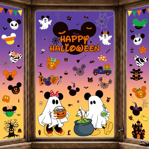 Halloween Window Clings - 8 Sheets Cute Pumpkin Spider Spooky Design - Halloween Party Decorations - Variation: Spooky