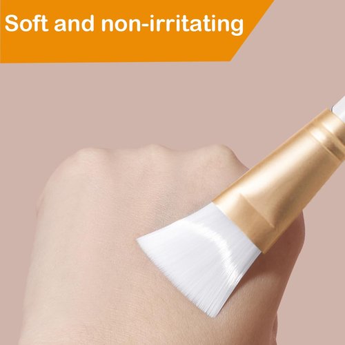 Tegelrying Facial Mask Brush,6 Pieces Soft Face Brushes Mud Mask Applicator Clear Handle for Applying Sleeping Mask,DIY Clay Mask,Body Lotion,Eye Peel Women Girls Makeup Tools,Gold and White
