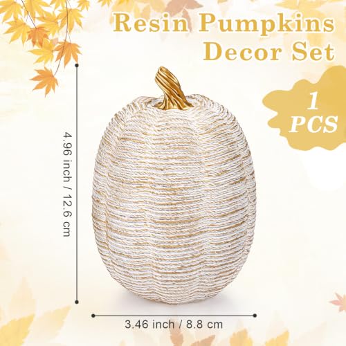 Resin Pumpkin Decor - White & Gold Mini Artificial Fall Pumpkin - 3.5 Inch, A Variation of THIS Listing