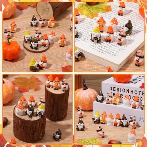 Fall Mini Resin Gnomes Set of 60 Thanksgiving Figurines - Seasonal Decor