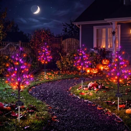 Outdoor Solar Halloween Tree Lights Set - Waterproof 31.5 Inch Decoration