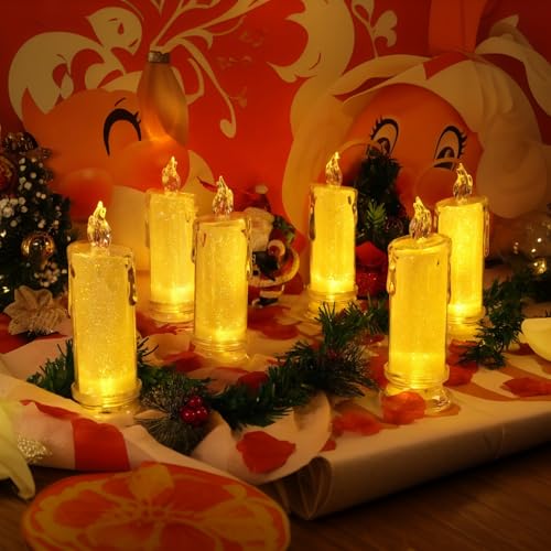 LED Flameless Candles Battery Operated 6 Pack - White, Safe & Realistic Flame Effect