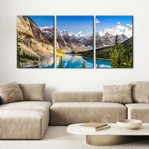Colorado Mountain Lake Wall Art Set - 20x28 Inches, 3 Panels, Modern Canvas Prints - Variation Wallart-14