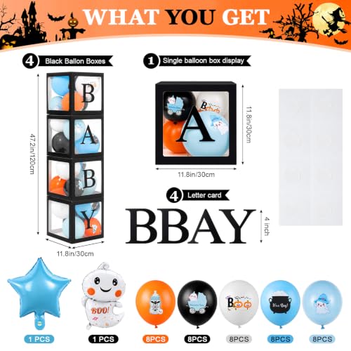 Halloween Baby Shower Decoration Set with Balloons & Ghost Foil Balloon - Blue / Ghost