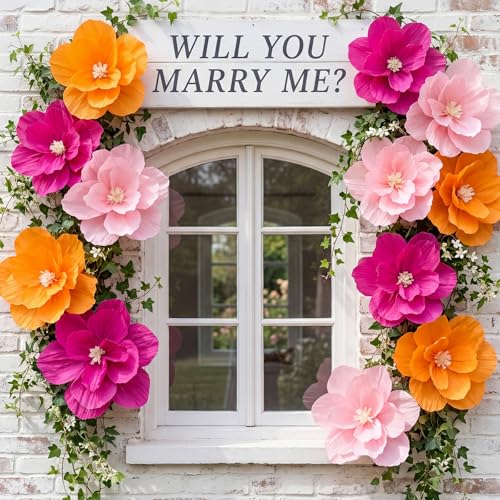 18 Pcs Bright Colors Giant Paper Flowers Set - Large & Artificial Decorations