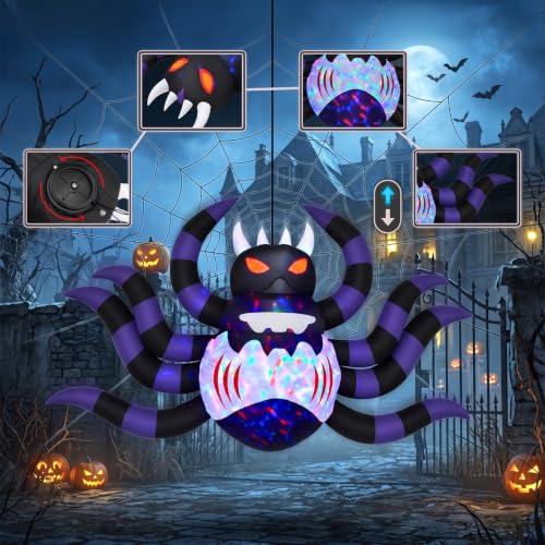 Outdoor 5.2 FT Animatronic Spider Inflatable with Up/Down Motion & LED Lights