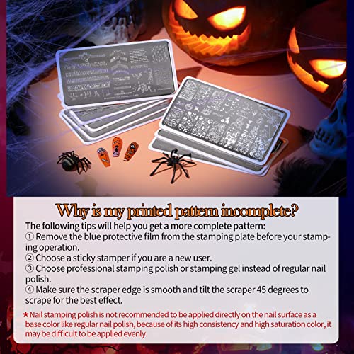 Halloween Nail Art Stamping Plates - 8PCS Fall Winter Nail Design Kit
