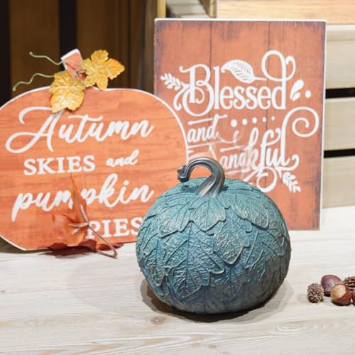 Newgreen Artificial Pumpkin Decor - 6.5 Inch Green Fall Halloween Thanksgiving