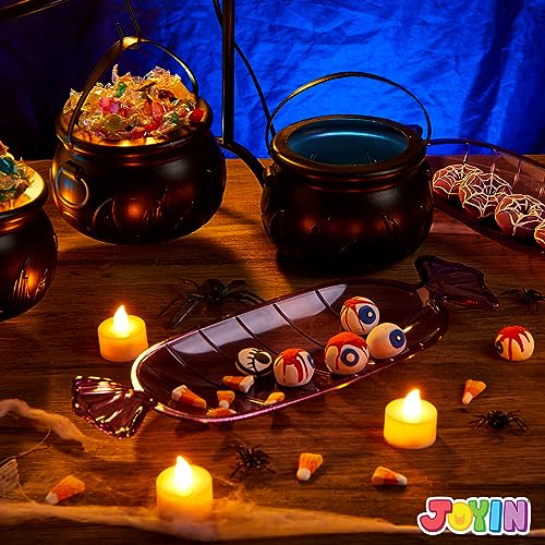 Halloween Cauldron Serving Bowls Set with Shelf & Candy Discs - Black & Purple