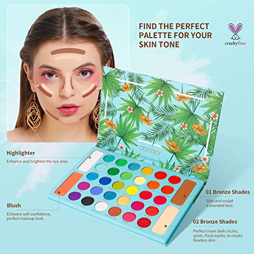 Colorful Eyeshadow Palette with 34 Shades - Waterproof, Matte & Shimmer Makeup