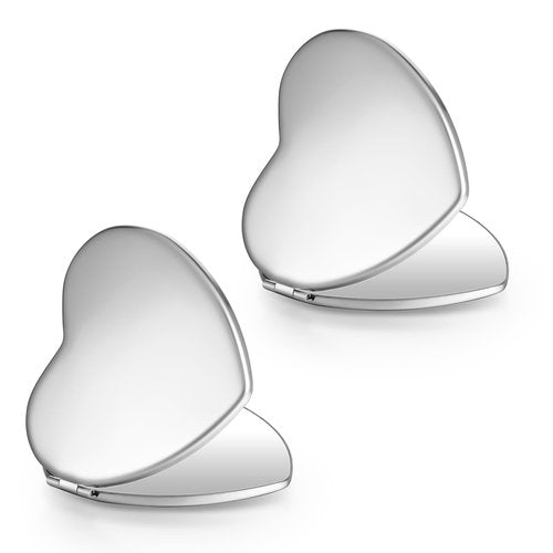 Dimeho Compact Mirror Travel Makeup Mirror Metal Pocket Cosmetic Mirrors Portable Handheld Beauty Mirror Folding Double-Sided Elegant Vanity Mirror for Men Women Purse (Silver+Silver)
