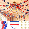 Patriotic Party Decoration Kit - Gold Stars, Streamers & Paper Chains - 492 FT