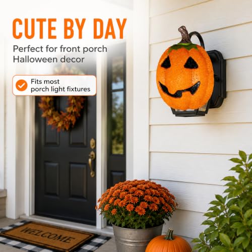 Halloween Pumpkin Porch Light Covers Set - Outdoor Jack O Lantern Decorations, EVA, 2 Pieces