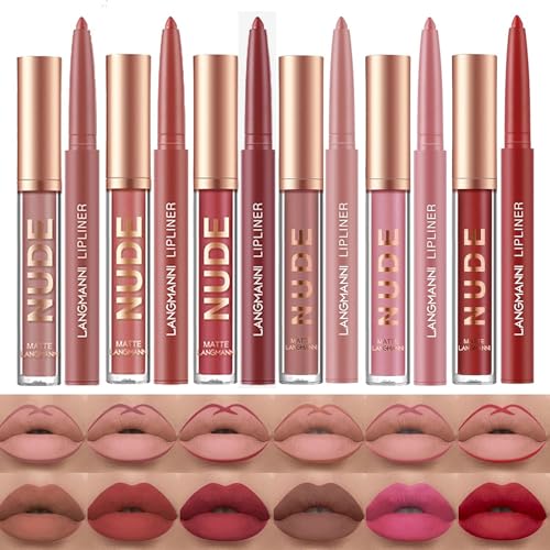 Matte Lipstick & Lipliner Set - Waterproof, Long-Lasting, Velvet Finish - Variation C
