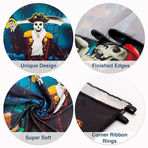 Pirate Birthday Backdrop 7x5ft - Skull & Ship Pirate Door Banner Party Decor