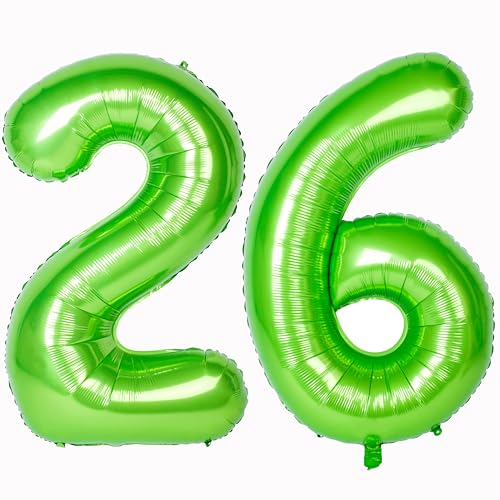 Large Green Number 26 Balloon - Helium Party Decor, 40-inch Giant Digit