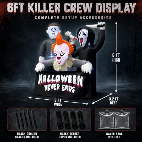 Halloween Inflatable Killer Trio - 6FT Outdoor Decorations with LED Lights - Variation of Killers