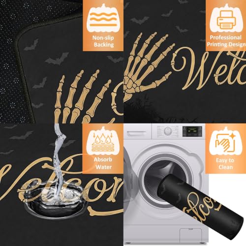 Halloween Kitchen Rug Set of 2 Welcome 1 Non Slip Floor Mats - Pumpkin Ghost
