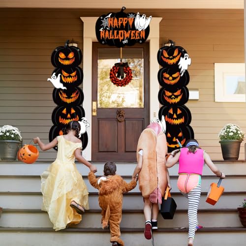 Halloween Pumpkin Door Banner Set - Spooky Porch Decorations for Front Doors & Walls