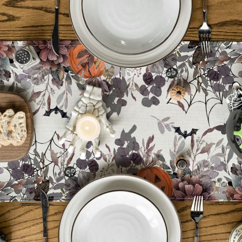 Halloween Table Runner 13x108 Inch Home Party Decor Beige Brown