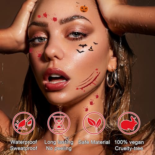 Halloween Glitter Freckles Face Tattoos 6PcsC - Waterproof Sparkle Makeup Patches