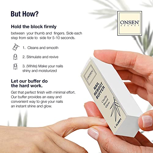 Onsen Secret Professional Nail Buffer Block 1 Pack - 4-Way Buffing & Shine Pads
