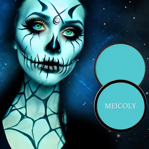 Teal Face Body Paint - Water Based Washable Cosplay Peacock Face Makeup