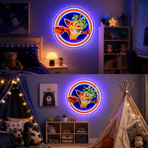 Cartoon Animal Neon Sign LED Wall Light for Gaming Room & Bedroom - Orange, White & Blue Variations